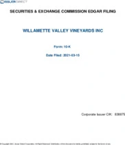 Willamette Valley Vineyards, Inc.