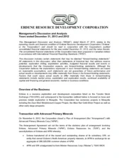 Erdene Resource Development Corporation.