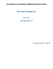 Flux Power Holdings, Inc.