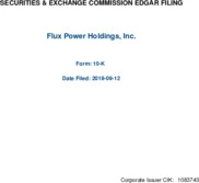 Flux Power Holdings, Inc.